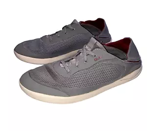 Olukai Moku Pae Scarpe Sneakers Uomo 11,5 Grigio Maglia Slip On Mocassini Casual Barca - Foto 1 di 8