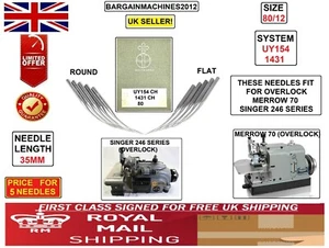 SINGER&MERROW SYSTEM:1431CH,UY154 SIZE:80/12 OVERLOCK INDUST SEWING MACHN NEEDLE - Picture 1 of 4
