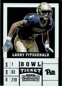Boleto de tazón Panini Contenders 2017 Larry Fitzgerald/99 Pittsburgh Panthers #63 - Imagen 1 de 2