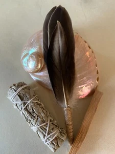 Smudge Kit Feather Pagan,White sage,Palo smudging Witch Reiki energy healing - Picture 1 of 3