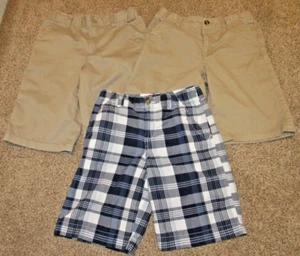 Boys SHORTS Size 10, Chaps, Crazy 8, Tan, Khaki, Blue & White Plaid - Picture 1 of 3