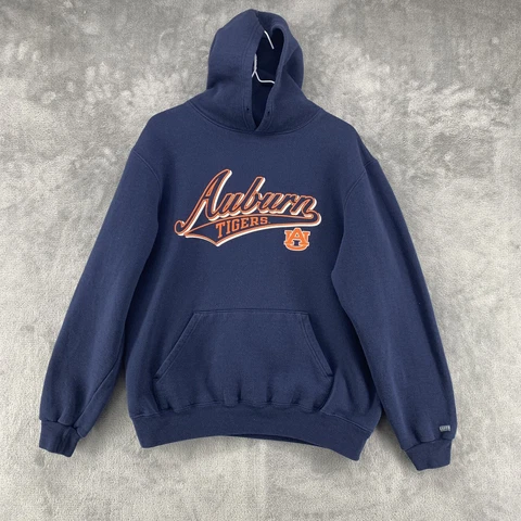 Auburn University AU Tigers Sweater Hoodie Mens Size M Blue Long Sleeve Read Cover
