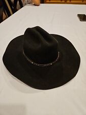Justin XX Milano Hat Co 100% Wool Black Western Cowboy Hat Headwear 56  Sz 7