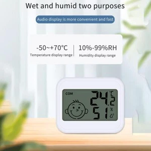 Termometro digitale LCD igrometro misuratore umidità temperatura orologio interno stanza - Foto 1 di 12