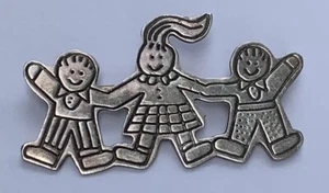 Broche prendedor vintage de plata de ley 925 EFS Save The Children México G10 - Imagen 1 de 5