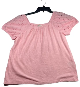 Style and Co Blouse Womens size Medium Petite Pink On Off The Shoulder Cttn New - Picture 1 of 6
