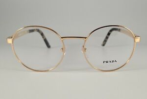 Prada Eyeglasses NEW VPR 53X Color SVF-101 Gold Havana Round Size 51 Authentic
