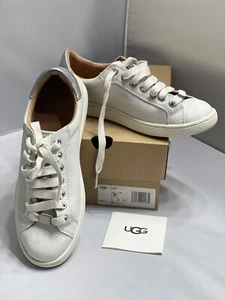 Ugg Australia Milo Women's White Silver Lace Up Sneakers 1019107 Sz 7 - Picture 1 of 8