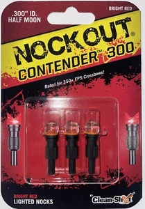 NockOut Lighted Nocks .300" ID Half Moon Red 3 Pack - Picture 1 of 6