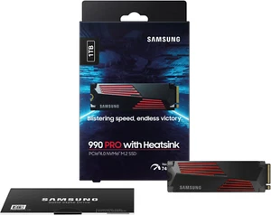 Samsung 990 PRO Kühlkörper 1TB PCIe Gen 4x4 NVMe M.2 2280 7450 MB/s MZ-V9P1T0CW - Bild 1 von 1