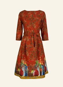 Palava Beatrice Long Sleeve Organic Cotton Dress Rust Winter Berries - Picture 1 of 11