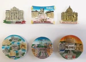 Corriere Exp. - 6 Pezzi di Calamite MAGNETI per FRIGO Souvenir Roma Italia Colle - Foto 1 di 1