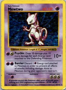 1999 Mewtwo 10/102 Base Set Shadowless Pokemon TCG MP Vintage - Bild 1 von 2