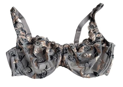 Soma Embroidered Sensuous Lace Sheer UW Expresso Bra Women Size 36D Gray Strap - Image 1 of 4