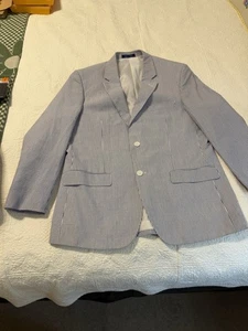Abrigo Deportivo Alan River Para Hombre 42S Azul Seersucker Blazer 2 Botones Excelente Estado - Imagen 1 de 9