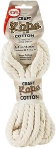 Pepperell Cotton Craft Rope .25"X18'-White CCR14 - Picture 1 of 2
