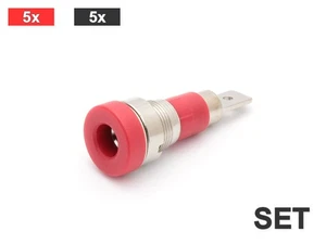 Hembra empotrada 4 mm, rosca metálica, conector plano de 4,8 mm, juego de 10 piezas (5x rojo, 5x - Imagen 1 de 2
