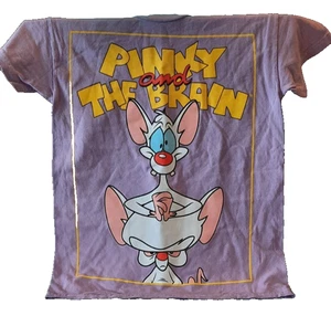 ANIMANIACS PINKY AND THE BRAIN T-SHIRT SIZE SMALL PURPLE NEW - Picture 1 of 4