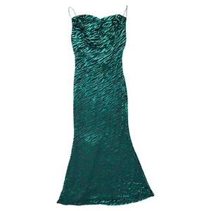 Maxi Vestido Runaway Lionell Verde Esmeralda Cebra Rayas Sin Espalda Talla 8/L NUEVO Etiquetas - Imagen 1 de 15