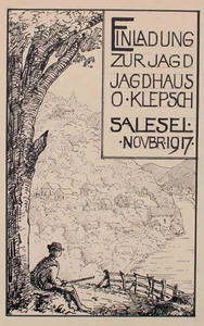 Johannes Hanse Jagd Einladungskarte Salesel Dolní Zálezly Unikat Zeichnung 1917 - Picture 1 of 3