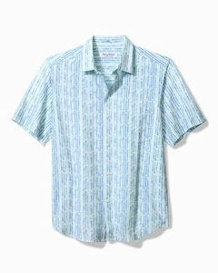 Camicia Tommy Bahama Chambray blu Bahama Coast Termini Tiles IslandZone taglia 2XL - Foto 1 di 1