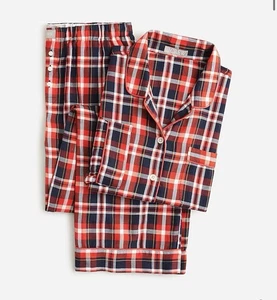 J.Crew Flanell Langarm Cropped Pyjamahose Set in kariert, Medium, Neu mit Etikett - Bild 1 von 6