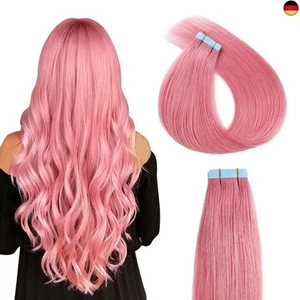 YILITE Tape Extensions Echthaar, Hot Pink 40cm 10 Stück/Packung 20g Tape in - Bild 1 von 6
