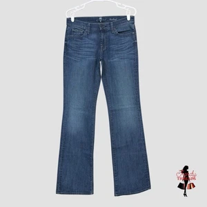 7 For All Mankind Jeans Womens 30x34 Blue Denim Low Rise Dojo Bootcut Faded Y2K - Picture 1 of 12