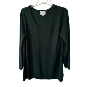 Línea by Louis Del Olio Jägergrün Offen Strick V-Ausschnitt Pullover Größe 1X - Bild 1 von 9