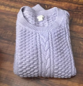 J. Maglione Crew Donna Misto Lana Lilla Cavo Grosso Maglia Aran Taglia Large - Foto 1 di 6