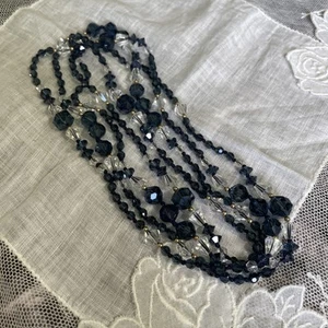 Hand Crafted Blue & Clear Crystal Long 52" Necklace Jewelry HP-55 - Picture 1 of 7