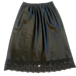 Mezza gonna slip vintage anni 90 Ashley Taylor raso pizzo nero lingerie donna M - Foto 1 di 8