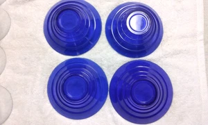 4 vintage Cobalt Blue Glass Cereal - Berry Bowls 5.5" wide & 2" deep - Picture 1 of 6