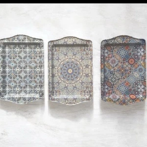 3 Small Metal Trays Turkish Serving Coffee/Tea Tray, Perfect Housewarming Gift - Picture 1 of 7