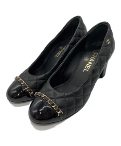 CHANEL Pumps Women's Size 37 Black Leather - Picture 1 of 5