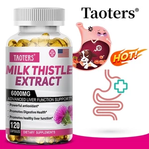 Cápsulas de extracto de musgo de leche - 6000 mg - Salud hepática - Desintoxicación - 120 cápsulas - Imagen 1 de 6