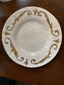 OperaNova Rale Handmade Italy Pottery Beige Brown Gold Dinner Plate 11” - Picture 1 of 3