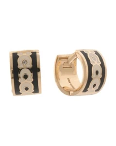 Pendientes de aro COACH esmalte blanco y negro con logotipo - Imagen 1 de 2