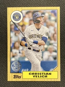 2022 Topps Christian Yelich Milwaukee Brewers 1987 Redux SP MLB Card # T87-71 - Imagen 1 de 4