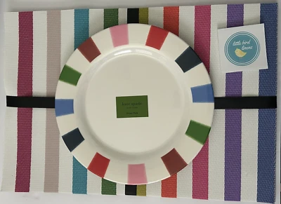 Set/10 Kate Spade Placemats (6) + Melamine Plates (4)  Multi-Color Striped New - Image 1 of 4