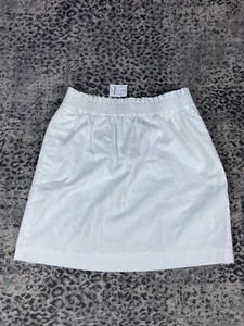 J Crew Linen Cotton Blend City Skirt Women’s 10 White Elastic Pull On Lined NEW - Picture 1 of 17