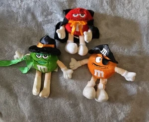 M&Ms Stuffed Plush Halloween Orange Pirate, Red Vampire, Green Witch - Picture 1 of 8