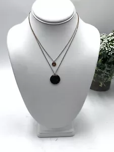 Swarovski Gray Crystal Pave Ginger Layered Pendant Rose Gold Plated Necklace - Picture 1 of 15