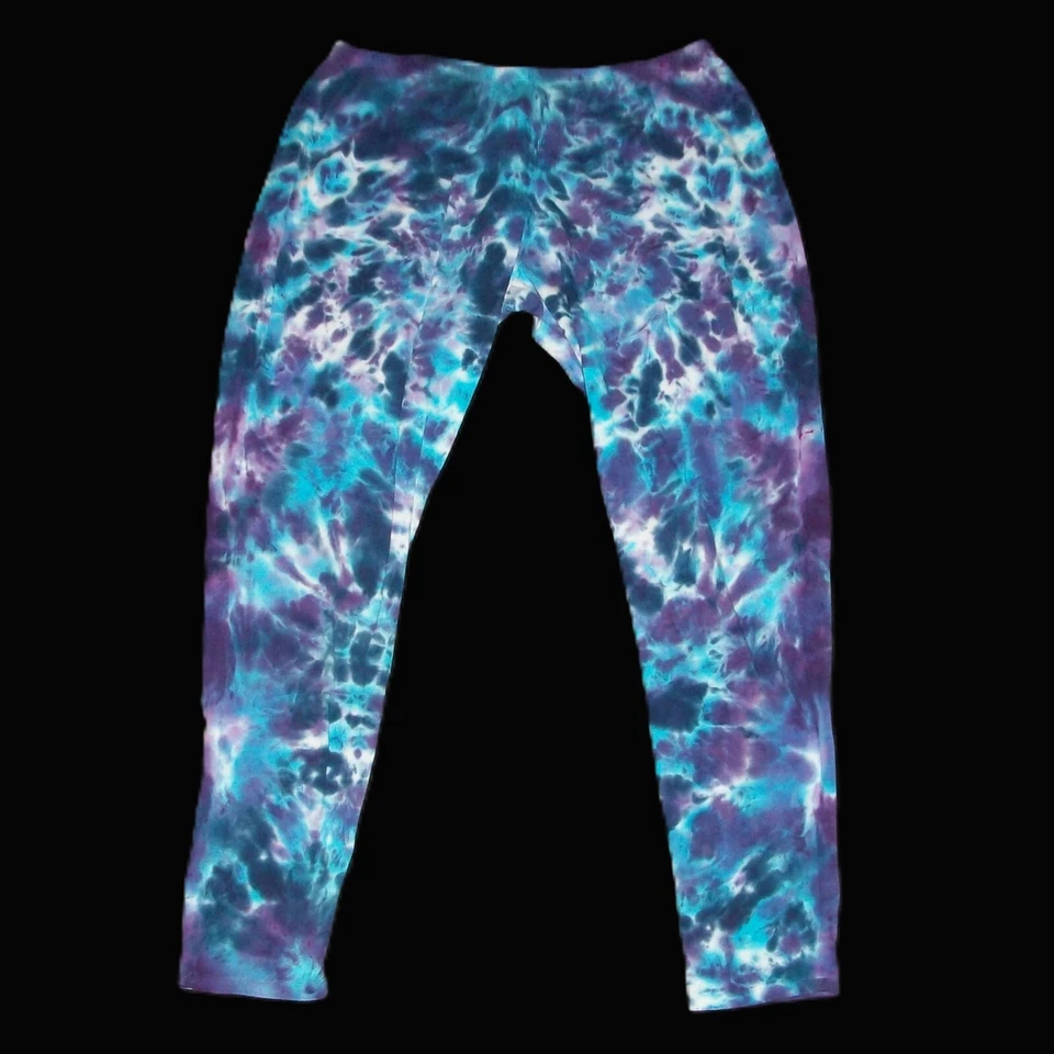 Leggings Tie Dye Para Mujer 2XL Azul y Púrpura Teñidos Hippie Hechos en EE. UU. 2X XXL Foto 1 de 1