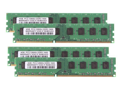 DDR3 16 GB RAM 4X 4 GB PC3-12800 1600Mhz 240PIN DIMM Desktop Memory CL11 PC12800 - Image 1 of 4