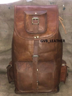 Mochila de cuero genuino para campamento de vacaciones mochila bolsa de viaje para hombres y mujeres Foto 1 de 4