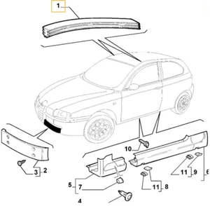 Alfa Romeo 147 (2000-2010) Roof Trim Rubber Moulding 735295454 Genuine New - Picture 1 of 5