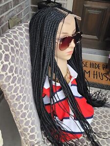 African Braided Lace Wig, cornrow wig ,braided Wig 4x4. Black Wig, USA Fast Ship