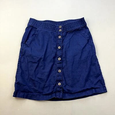 Falda Patagonia Mujer 4 Azul Marino Verano Botón Frontal Línea A Mini Bolsillos Foto 1 de 4
