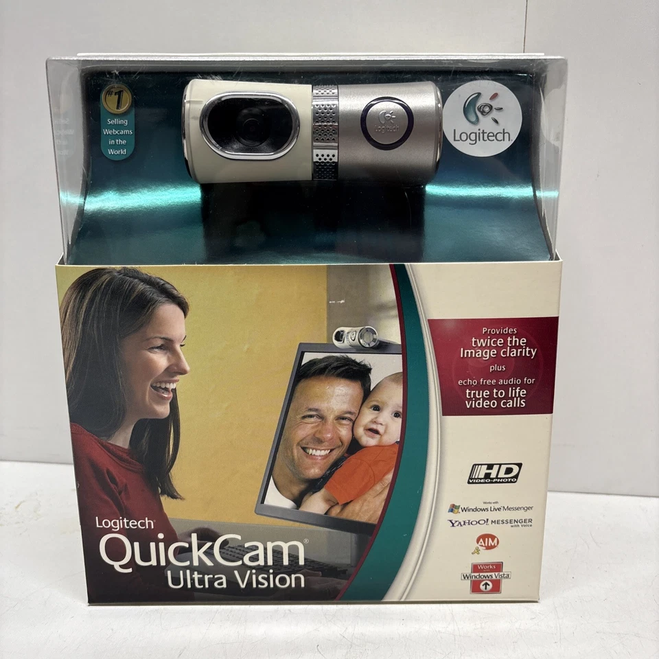 Logitech QuickCam Ultra Vision Web Cam with Built-in Mic - New - Image 1 of 4